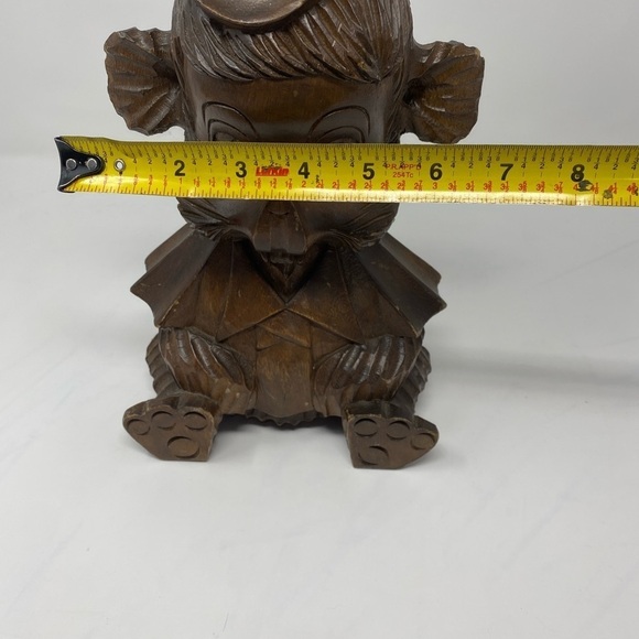 Vintage Hand Carved Wood Bear Figure With Hat - Picture 6 of 6